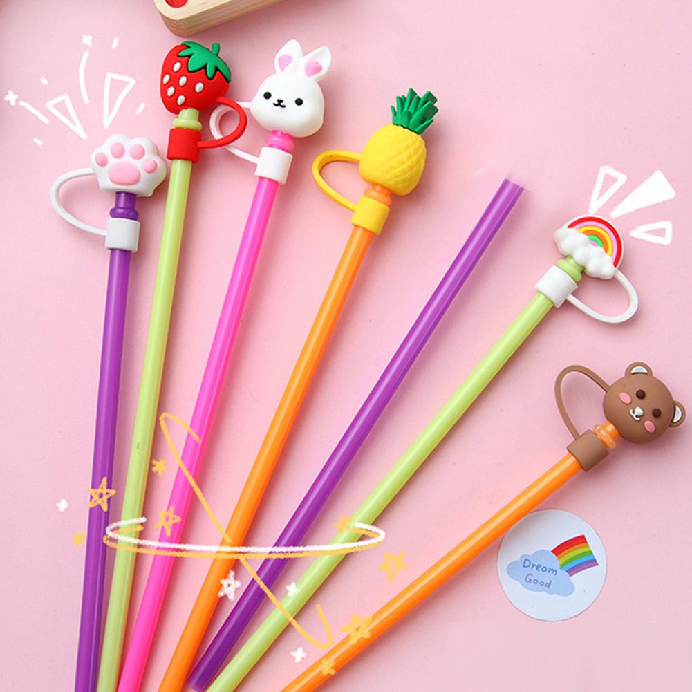 Universal Cartoon Straw Topper Practical Drink Straw Dust Cover For Wedding Party