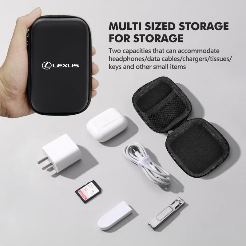 For Lexus Car Earphone Holder Case Storage Portable Headphone Memory Card USB Data Cable Bag UX250h RX450h CT200h RX400h NX LX