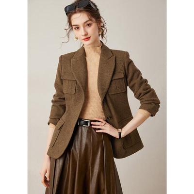 Women's Elegant Wool Blend Blazer Jacket