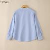 ZANZEA Camicetta casual da donna a righe con scollo a V larga a maniche lunghe