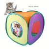 Foldable Rainbow Cat Square Tunnel Square Tunnel Toy Cats with Hanging Ball Pet Hideaway Playhouse Interactive Cat Cave