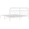 Metal Bed Frame with Headboard White 183 x 213 cm