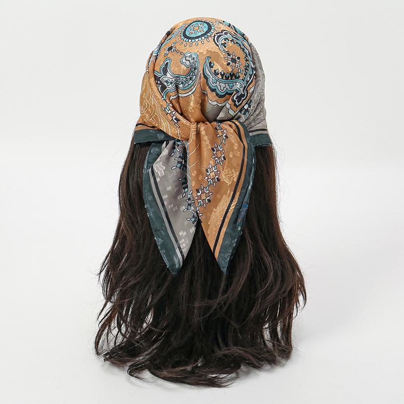 70x70cm Square Scarf Women Imitation Silk Hairbands Foulard Women Bandands Kercheif Shawls Wraps Small Hijab