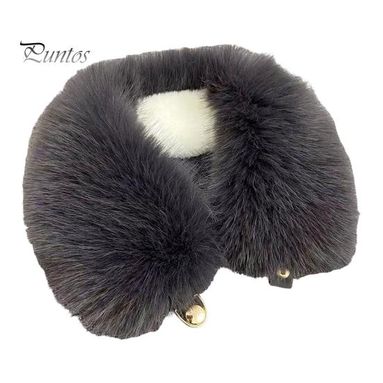 Luxury Faux Fur Accessory Fake Scarf Puffy Collar Trim Adjustable Button Fastening Neck Removable Plush Winter Warmer Wrap Thermal Quick Close