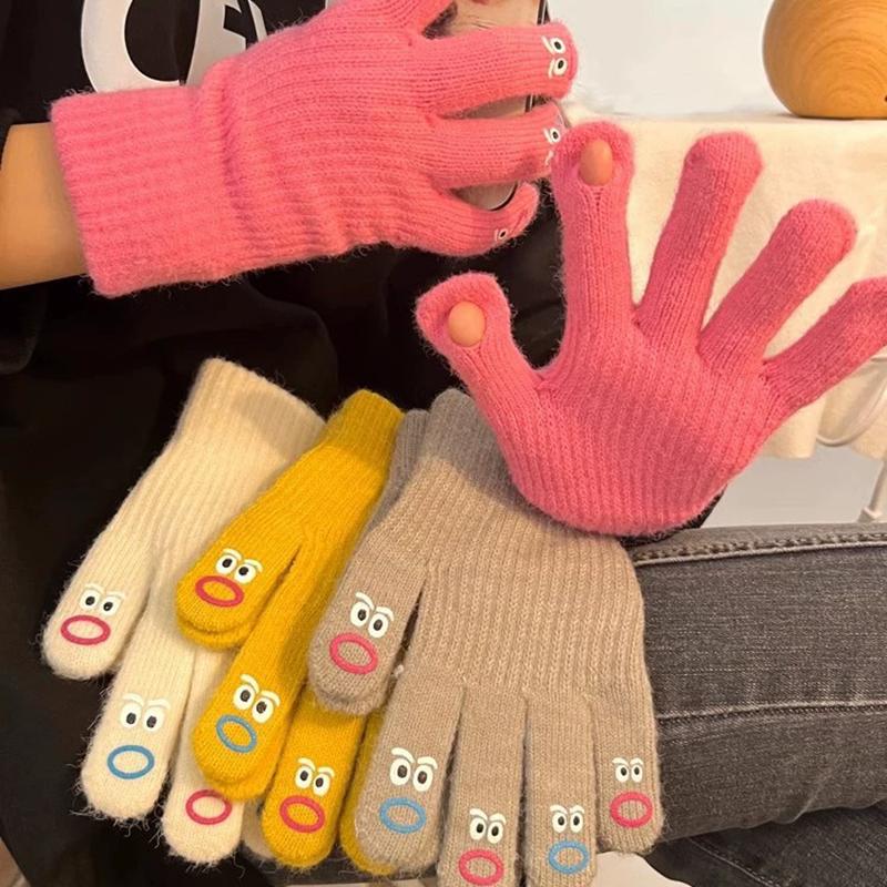 WTEMPO 1Pair Couple Warm Plush Gloves Outdoor Cycling Touch Screen Soft Gloves Autumn Winter Cold-proof Windproof Full Finger Gloves