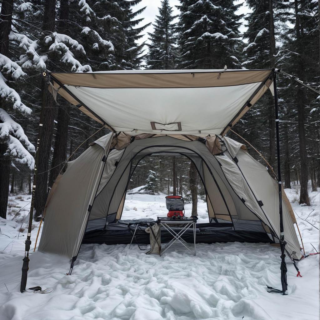 Cold-Proof Winter Camping Tent: Portable, Rainproof, Flame-Retardant, Sun-Protected, Large Tunnel Design with Rear Room