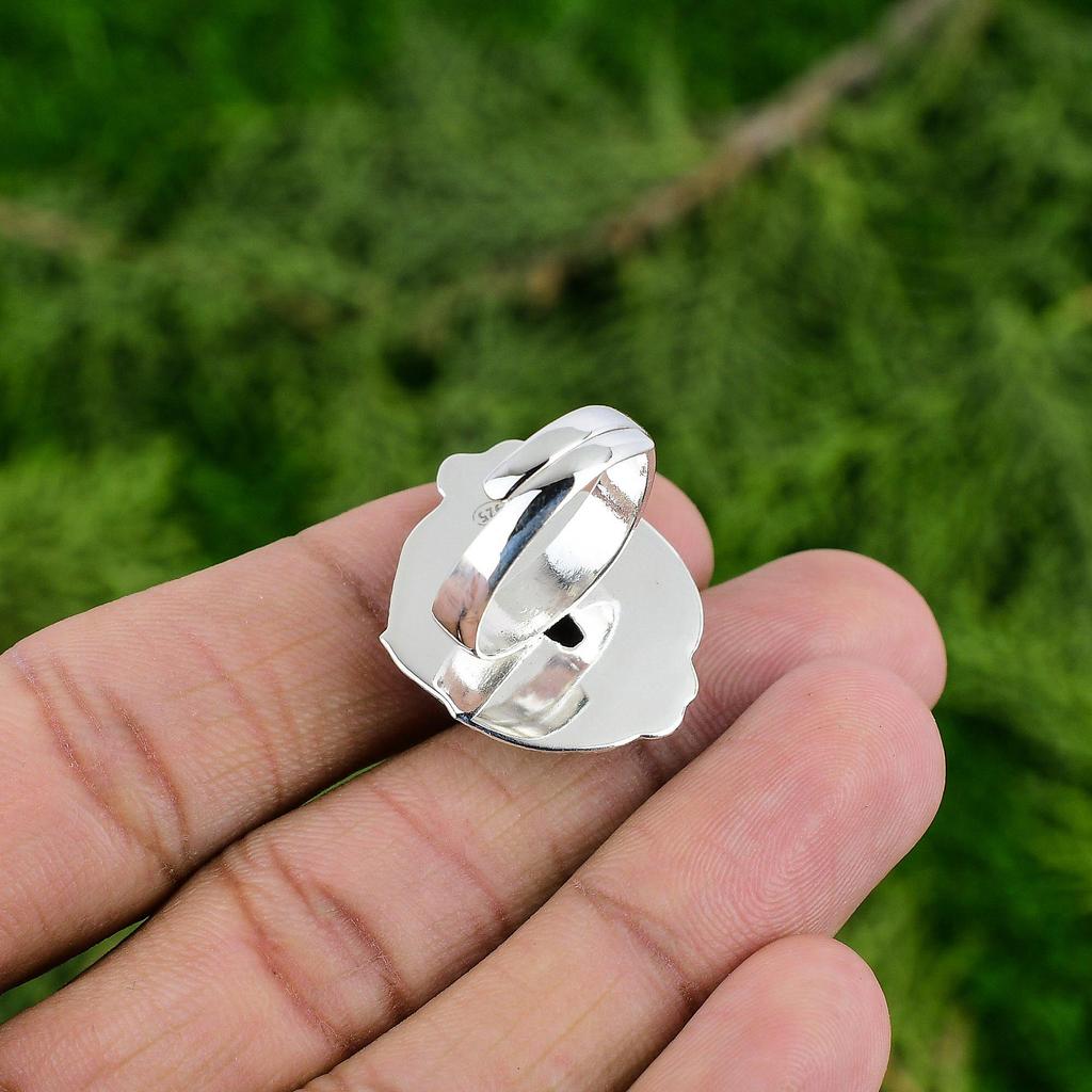 Natural Hessonite Rough Multi Stone Adjustable Ring 925 Silver For Women