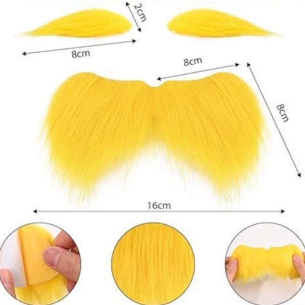 Yellow Mustache and Eyebrow Halloween Costume Spandex Jumpsuit Costume  for Adult Kids