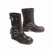 Polierte Retro-Western-Cowboystiefel Ritterstiefel dicker Absatz kurze Zigarettenstiefel eckige Lokomotivstiefel