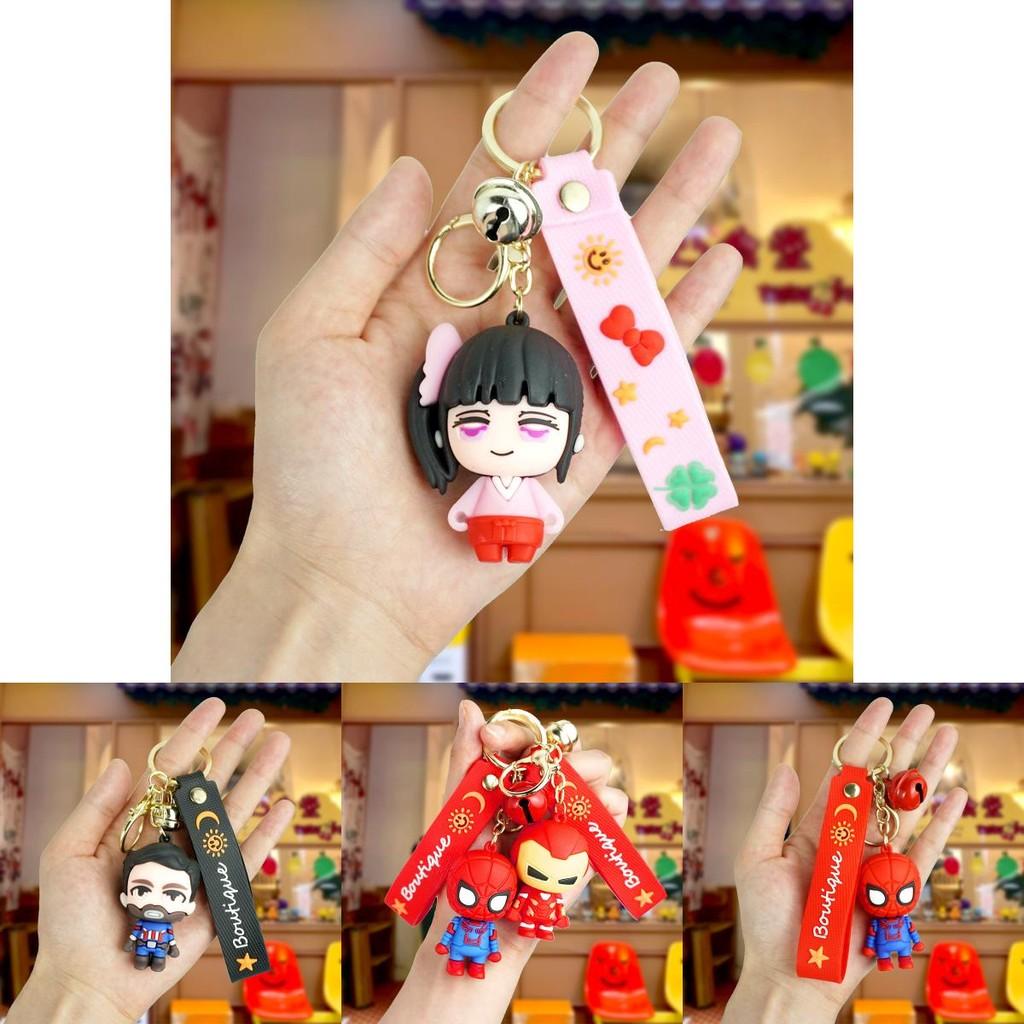 Adorable Marvel Cartoon Spiderman Couple Keychain Rubber Key Accessories