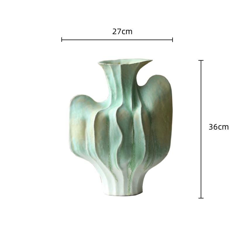 Ceramic Vase Abstract Geometric Ornaments Irregular Folds Flower Vase Flower Arrangement Accessories Handicrafts Home Decoration