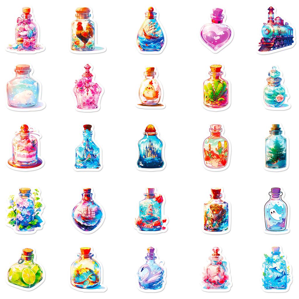 50 Flower Vase Odd Stickers Ins Creative Vase Crystal Vase Big World Stickers Collection Nature