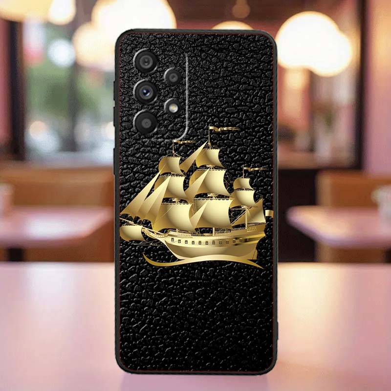 Vintage compass illustration Case For Samsung A41 A35 A34 A33 A32 A25 A24 A23 A21s A06 A05 A04 A03 Note 10 20 Ultra 5G Black