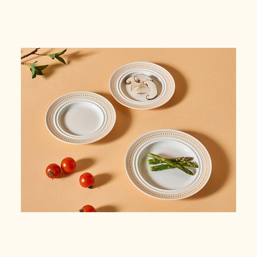 CORELLE Rosemont Ceramic Plate 3p Tableware Ivory-Orange