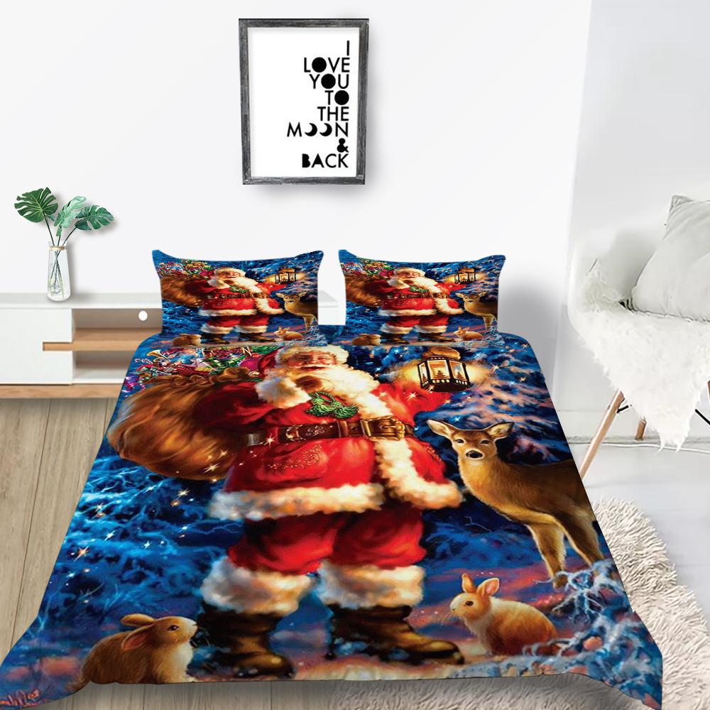 Bettwäscheset, neue Tagesdecke, 3D-Weihnachtsdekoration, Familienschlafzimmer, Einzelbett, Doppelbett, volle Größe, Steppdecke und Kissenbezug, Mikrofaser