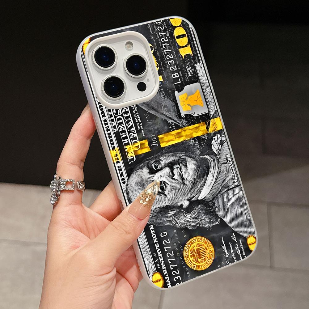 USD Dollar Jelly Double Layer White Mobile Phone Case for iPhone 17 16 15 14 13 12 11 Air Pro Max Plus Protective