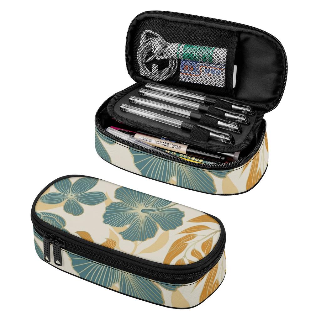 Pencil Case Classic Design 300D Polyester Zip Around Closure with Main Compartment Mesh Pocket and Pen Slots for Everyday Study