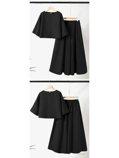 2026 Spring/Summer Women's Solid Color Short Sleeve Casual Loose Trousers Two-Piece Set
