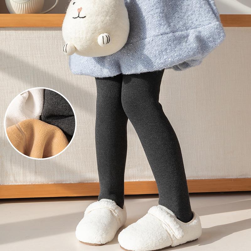 Girls' Super Thick Cotton Striped Leggings - Warm, Extra Thick Tights for Autumn & Winter