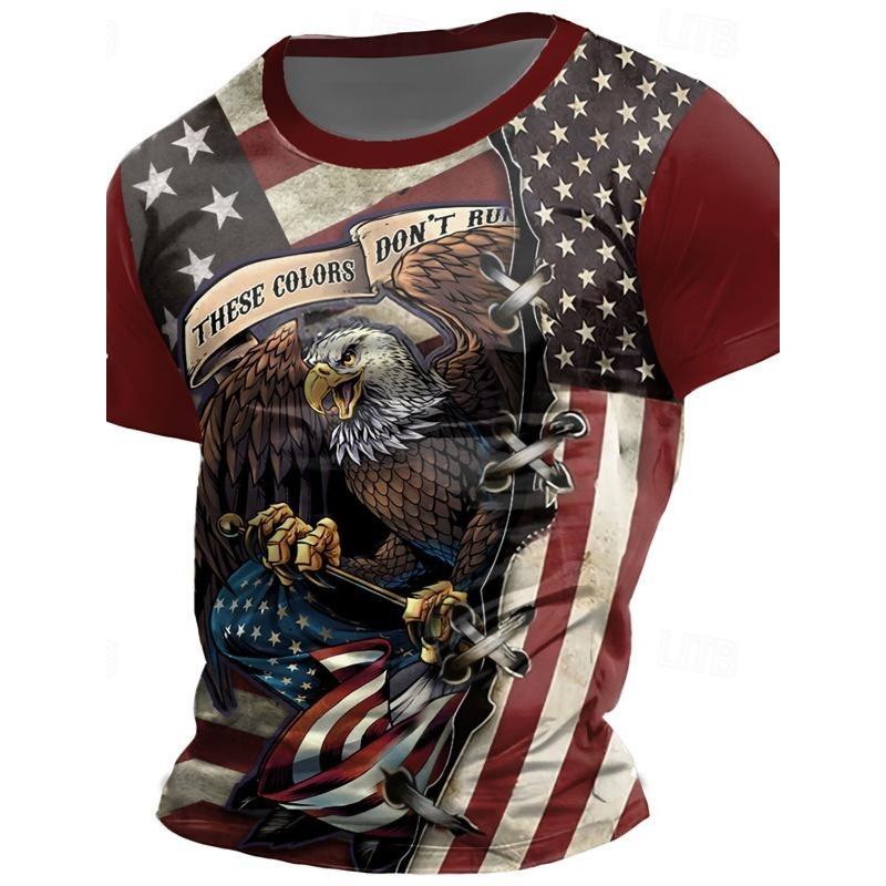 2026New Graphic Eagle American Flag Retro Vintage Men s 3D Print XXS