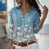 Spring Shirt Fashion Printed Lapel Long-sleeved Shirt Women