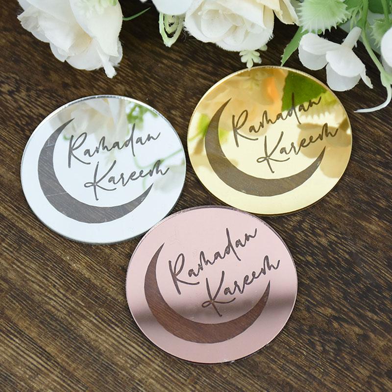 5/10 Stück Eid Mubarak Acryl Cupcake Topper Gold Ramadan Kareem Kuchen Topper Islamisches Muslimisches Festival Party Kuchen DIY Dekorationen