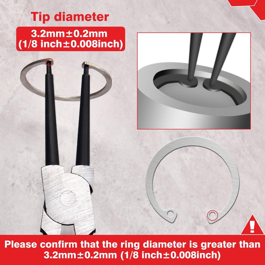 LEONTOOL Snap Ring Long 3mm Jaw Tip 325mm Total Straight for Dedicated Tool for Installing and Removing Snap Rings Pliers, Straight, Type, Diameter,