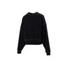 Nike Sportswear Swoosh Logo Embroidered Loose Knit Cropped Pullover Sweatshirt Women Tops Black DO7212-010