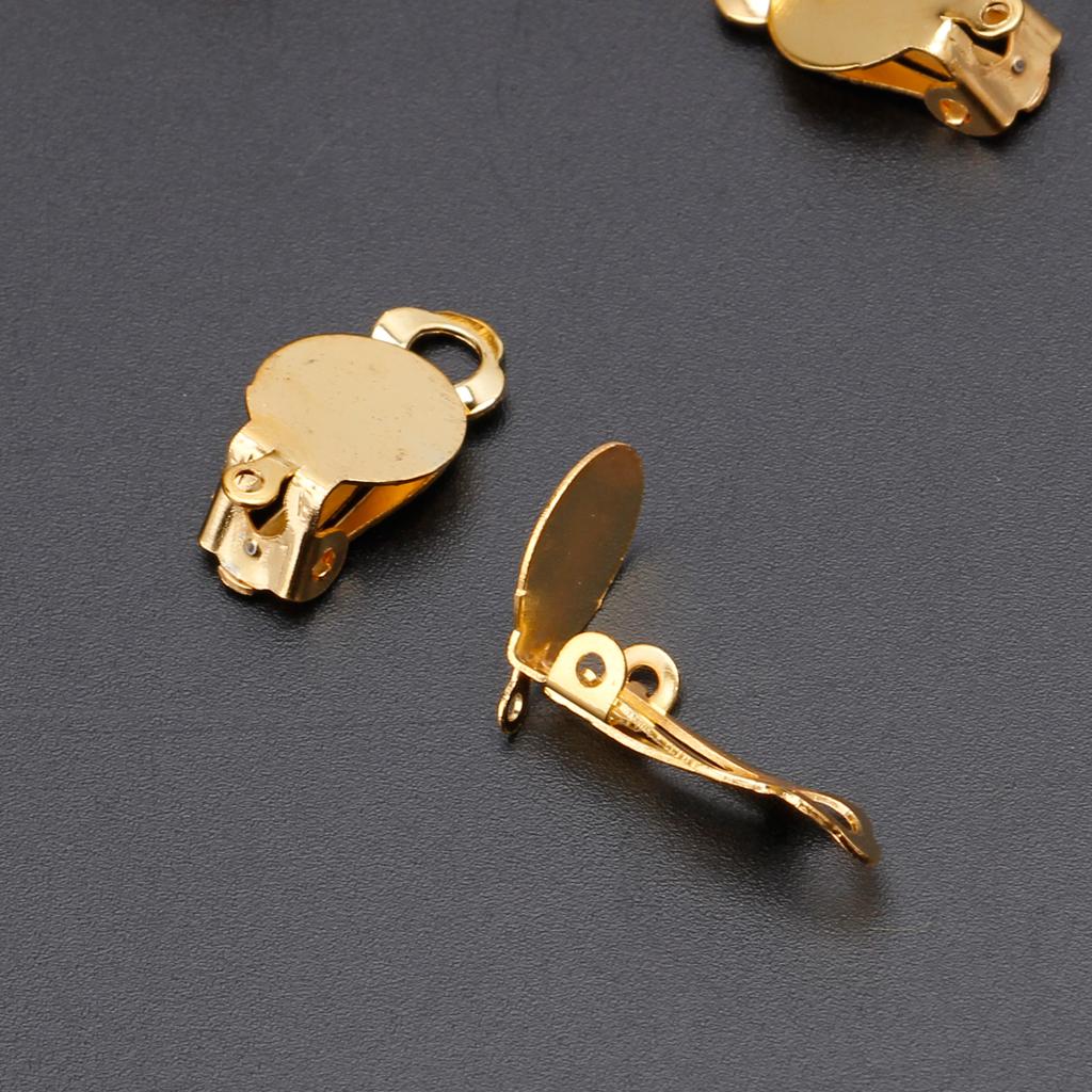 50Pcs Flat Tray Earring Clip Round Flat Tray Earring Clip for Jewelry Making