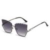 Cat'S Eye Sunglasses, Trendy Half-Frame Metal Trimmed Glasses, Personalized Diamond-Encrusted Sunglasses For Women