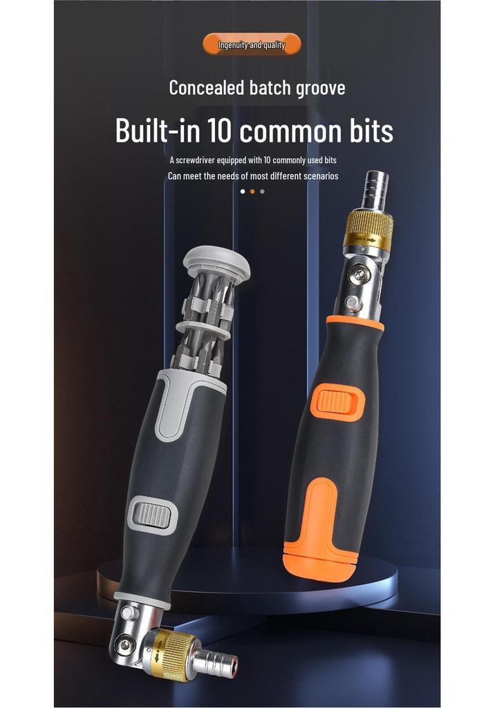 10-in-1 Multi-Angle Ratchet Screwdriver Set with Hidden Bits
