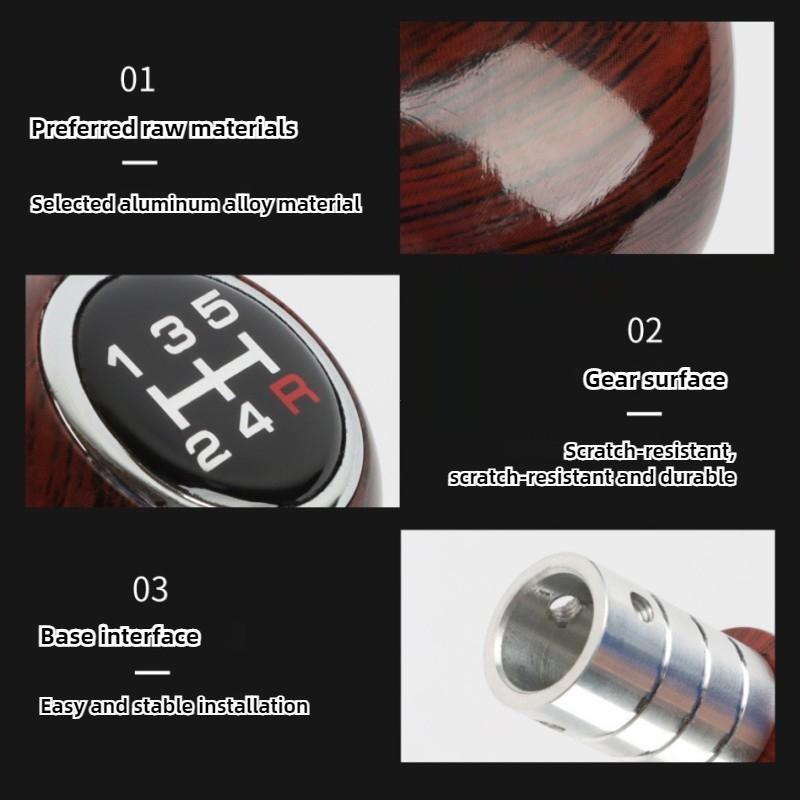 Car Gear Shifter Knobs Walnut Wood Grain Classic Gear Head Shift Shifter Lever Wood Grain Lever Stick Knob 5 Speed with Adapter