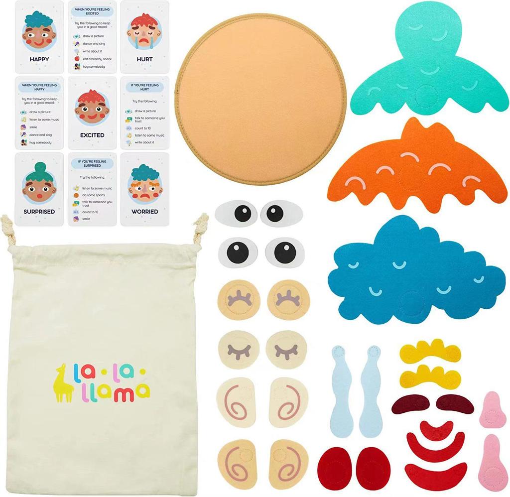Kinder DIY Filz Ausdrucksboard: Kognitives Training & Lernspielzeug mit Gesichtsaufklebern für das frühe Lernen