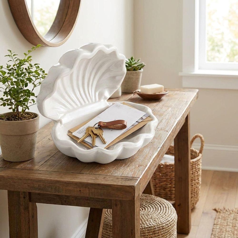 Decorative Shell Shape Storage Box Multi-function Jewelry Organizer Stylish Shell Ornament Desk