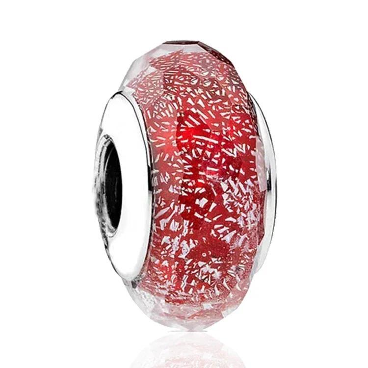 Romantic Red love glass beads copper Classic Murano Glass Charm Compatible With Do It Yourself Bracelets Necklaces Women Jewellery Anniversary gift