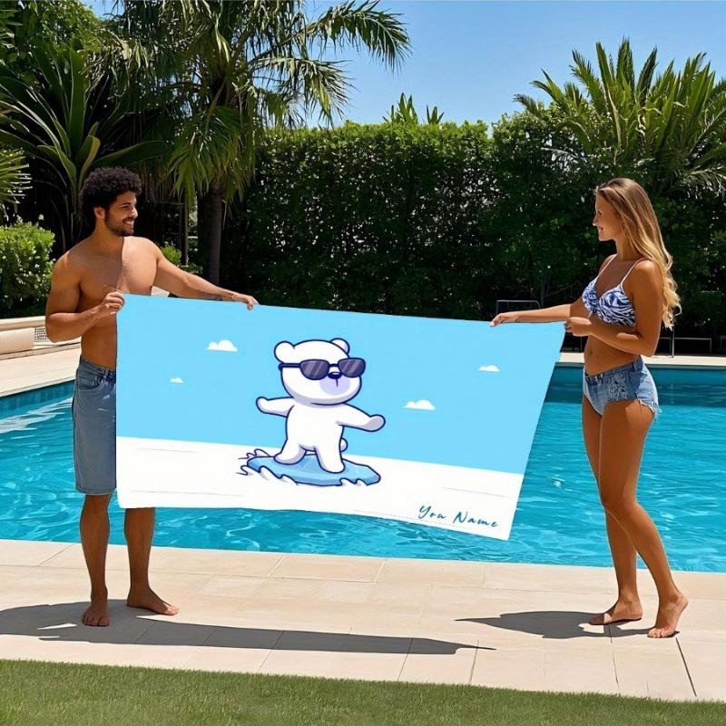 

1pc Your Beach Is My Way Beach Towel - Ultrafine Microfiber, Quick-Dry, Rectangular, Contemporary Style with Cartoon W40*H60(CM)