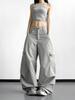 Women's 2026 Spring Outdoor Wide-Leg Multi-Pocket Casual Work Pants, Light Gray