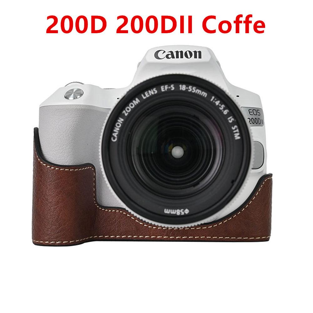 Camera Half Case for Canon EOS R50V R50 R10 200D 200DII PowerShot V1 SX70HS Bottom Battery Opening Cover PU Leather