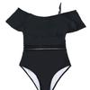 New One-word Shoulder Webbing Sexy High-waisted One-piece Bikini Swimsuit Swimsuit Women