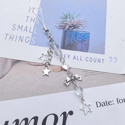 Heart Star Guitar Charm Pendant Chain Phone Straps Pocket Keychain Strap