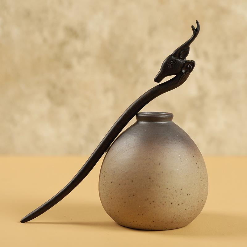 Antike Haarnadel Shen Guibao Ebenholz Haarnadel Geschnitzte Perlen Haarnadel Cheongsam Hanfu Accessoires Tägliche Scheibe Haar Kopfschmuck