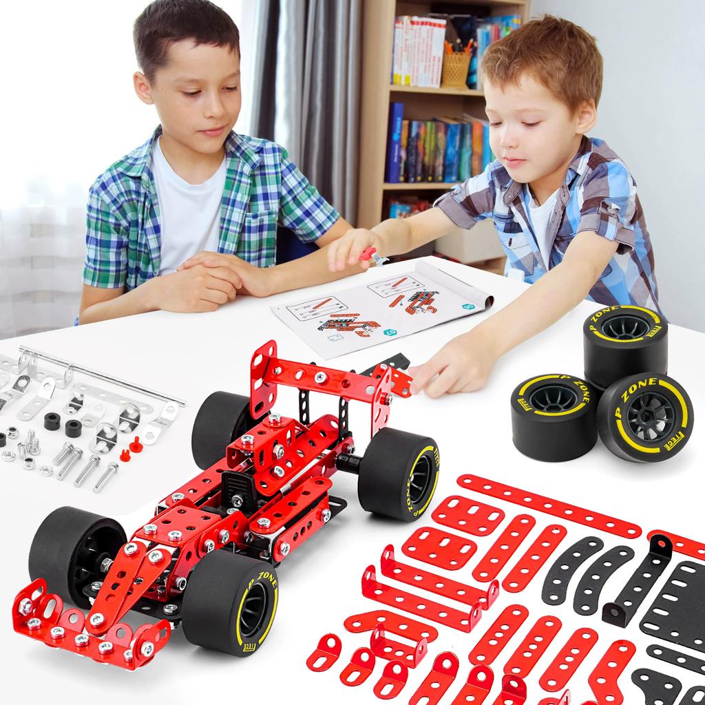 Çocuklar İçin Metal Yapı Askeri Serisi Montaj Oyuncakları Erector Set Değişken Çok Şekilli Yarış Arabası Motosiklet Yapım Kiti Erkek Çocuk Hediyesi