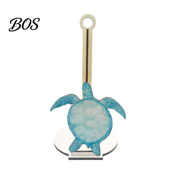 Nautical Kitchen Accessories Ocean Style Vertical Paper Towel Holder, Solid Wood Roll Stand with Holder Seahorse Crab Sailboat Shell Design,