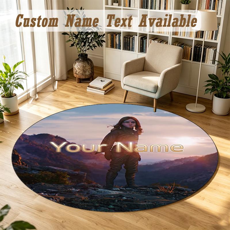 M3GAN Personalized Round Rug Support Custom Name, Soft Home Decor Mat