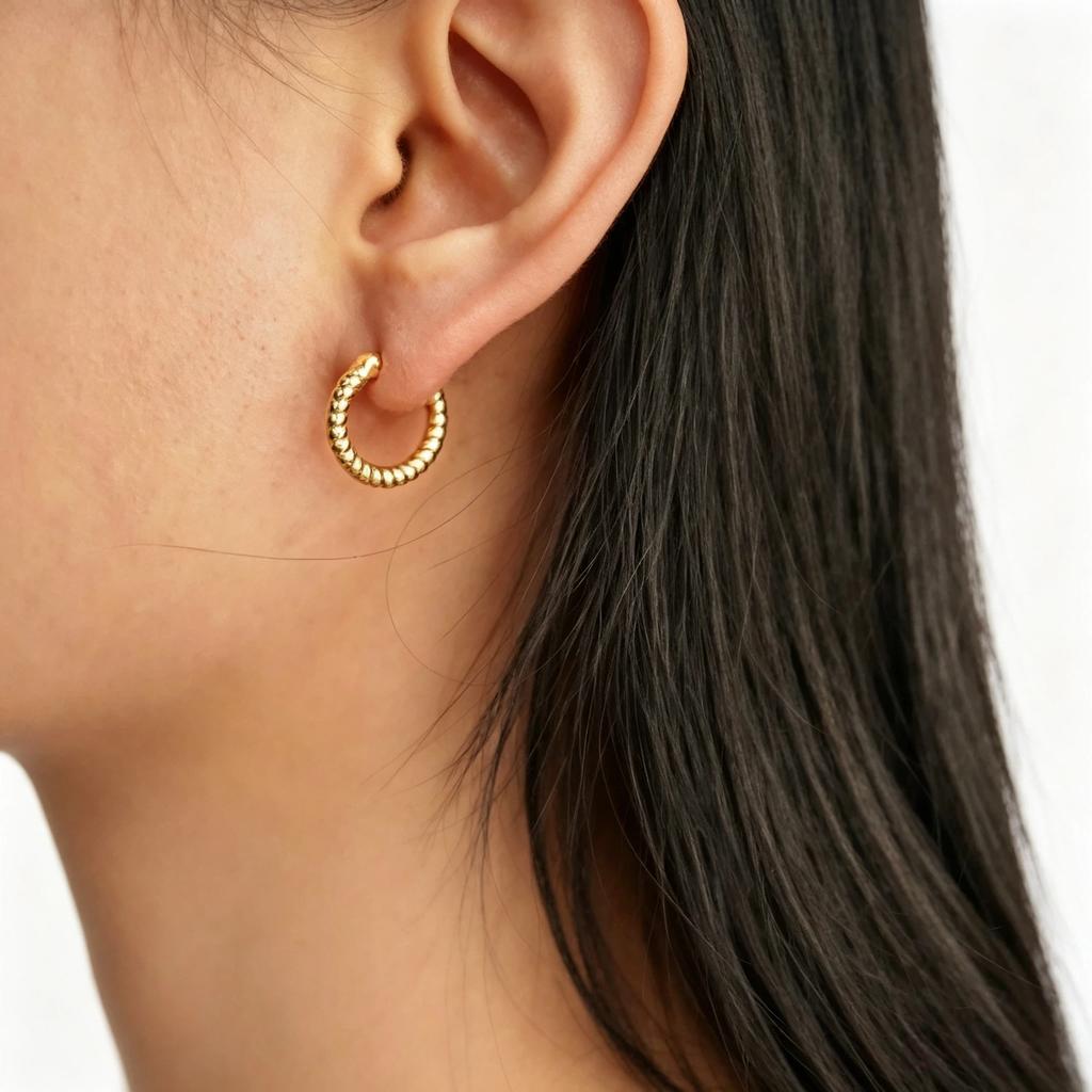 18K Solid Gold Twisted Hoop Earrings Women's Wedding Luxury Real Gold Rope Huggie Hoops Minimalist Braided Fine Jewelry Circle