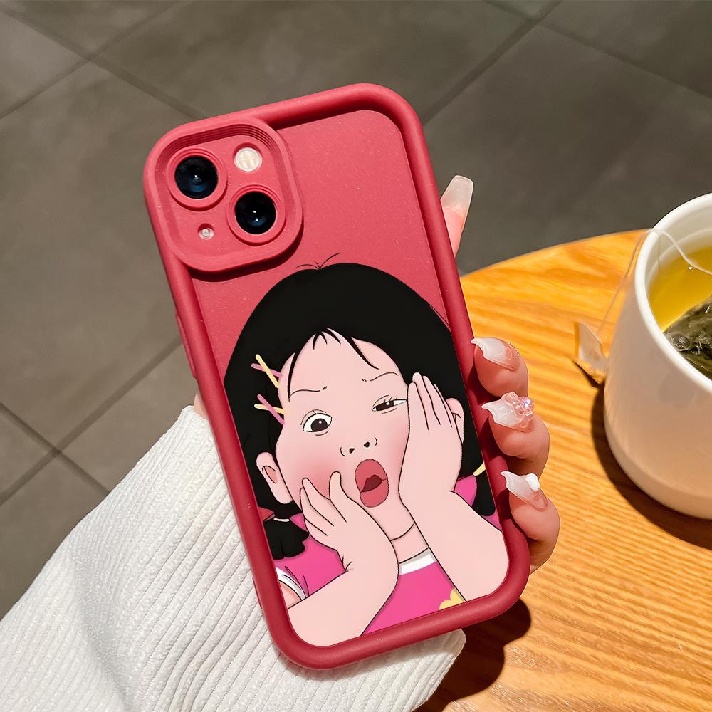 For iPhone 16 15 14 13 12 11 Pro Max XS Max XR X SE 8 7 Cartoon Beautiful Pink Clothing Girl Pattern Soft Silicone Full Lens Protect Phone Case