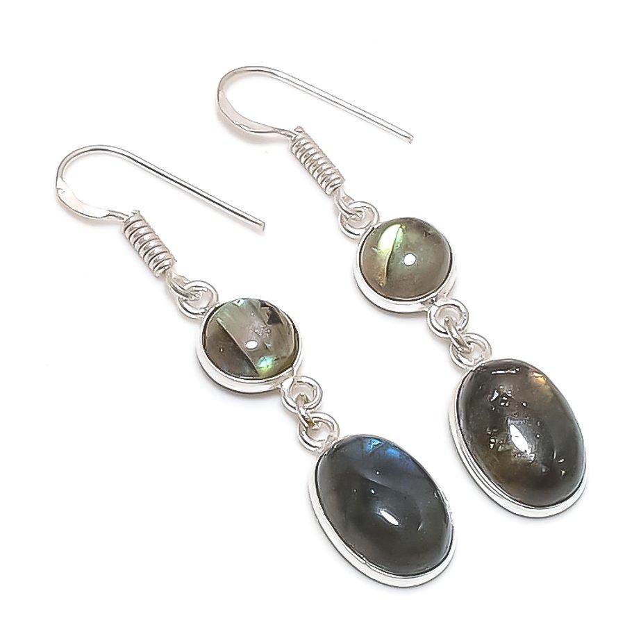 

Натуральный лабрадорит драгоценный камень 925 стерлинговое серебро ювелирное изделие серьга 1,97 P1y70