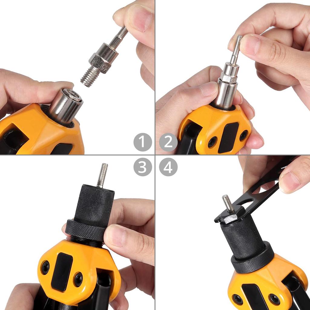 Justech Hand Riveter Rivet Blind Rivet Rivet Rivet Compatible with and M12 Includes 100 Rivet Nuts Set, Tool, Nuts, Gun, Tool, M3, M4, M5, M6, M8,