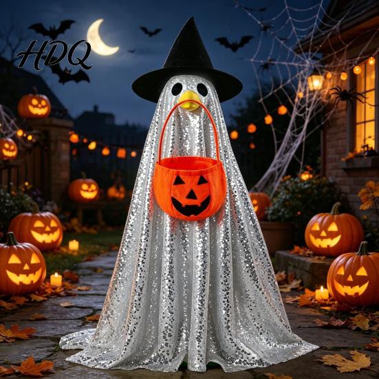 Statue Goose Costume Halloween Ghost Costume with Shiny Sequin Decor Soft Atmosphere Prop for Holiday Yard Decorations Accessories