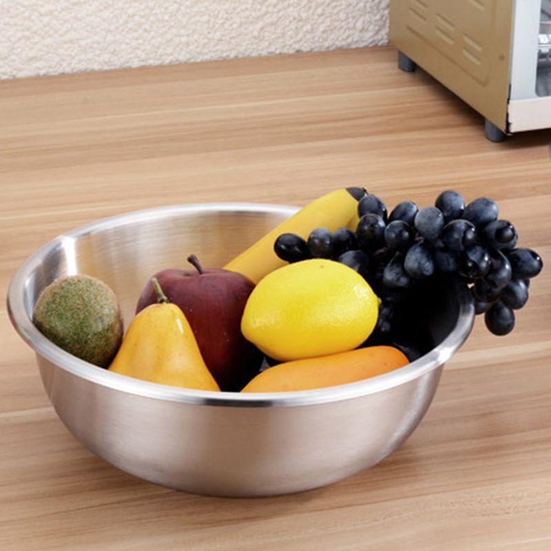 304 Stainless Steel Bowl with Lids Thickened Household Salad Bowl Sink Round Basin Vegetable Pot Kitchen Food Mixing Bowls Set